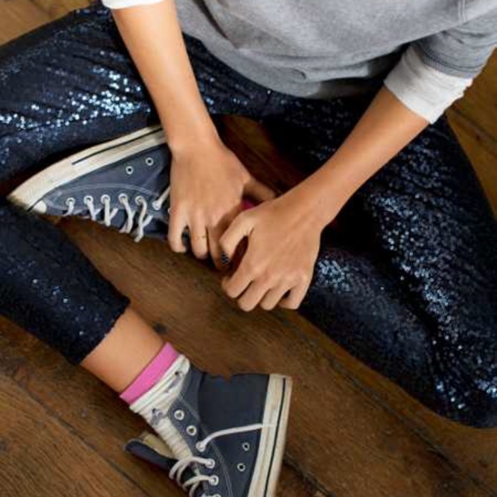 Aerie sequin leggings xs blue